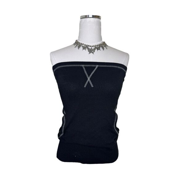 Y2K Xhilaration Black Subversive Strapless Sweater Tube Top Size Medium - Picture 1 of 7